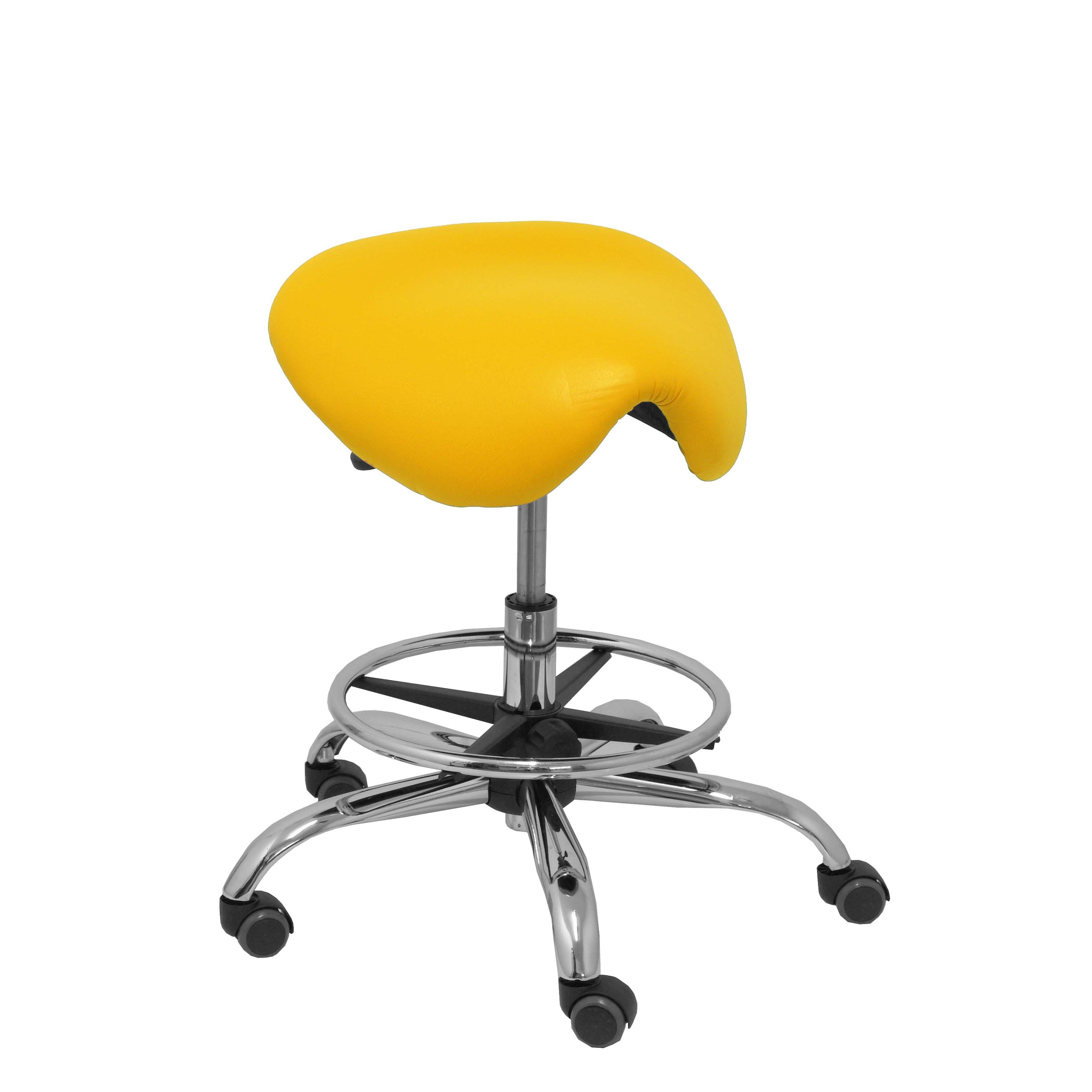 Piqueras Y Crespo Taburete Clínico Giratorio Ergonómico Regulable en Altura Similpiel Amarillo