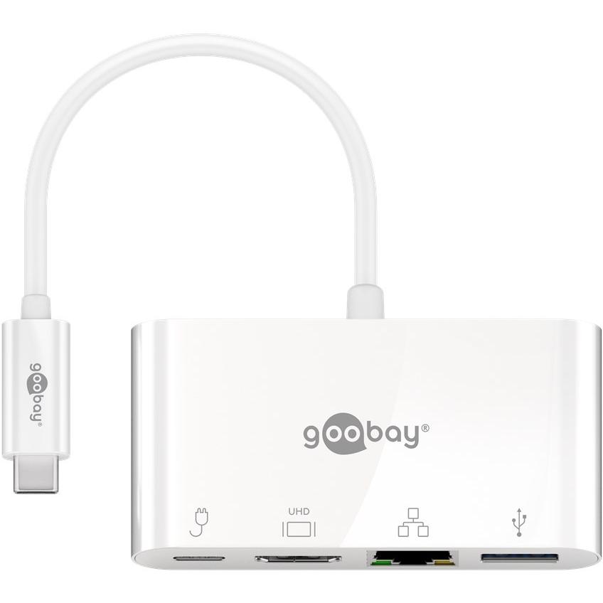 Goobay 62105 base para portátil y replicador de puertos Alámbrico USB 3.2 Gen 1 (3.1 Gen 1) Type-C Blanco