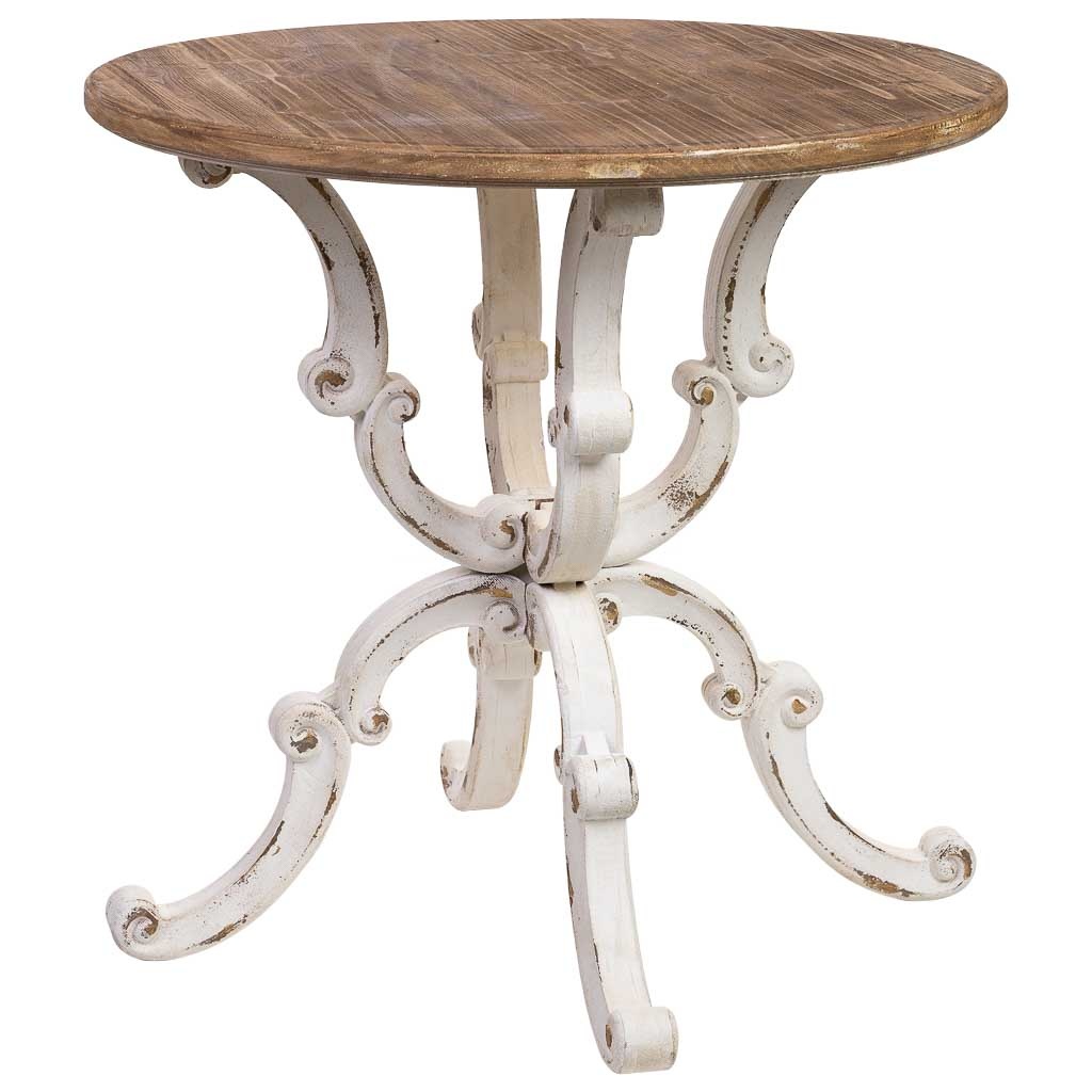 Wonderlust Deco - Mesa redonda de madera acabado envejecido D80x80x79h cm Blanco D80x80x79h cm