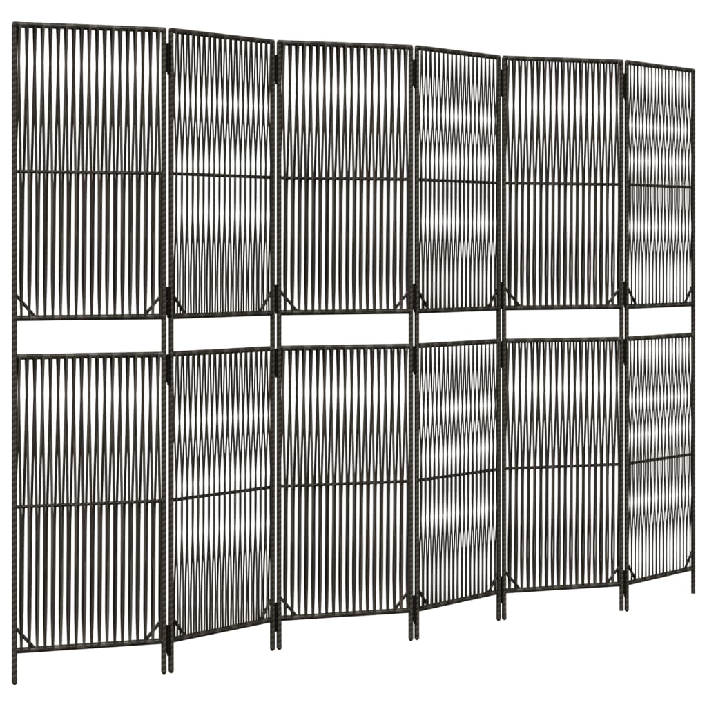 vidaXL Biombo de 6 paneles ratán sintético gris