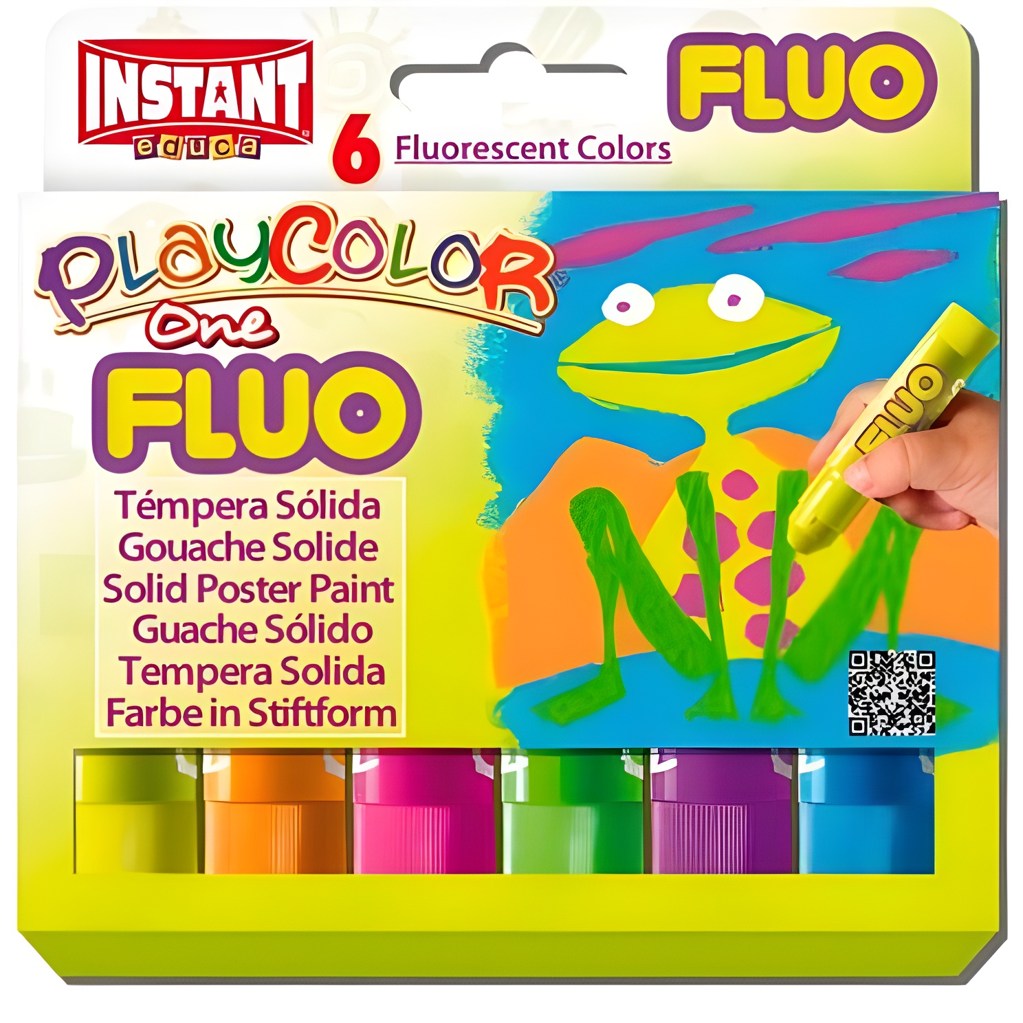 Playcolor témperas sólidas one fluo colores fluorescentes surtidos en estuche de 6