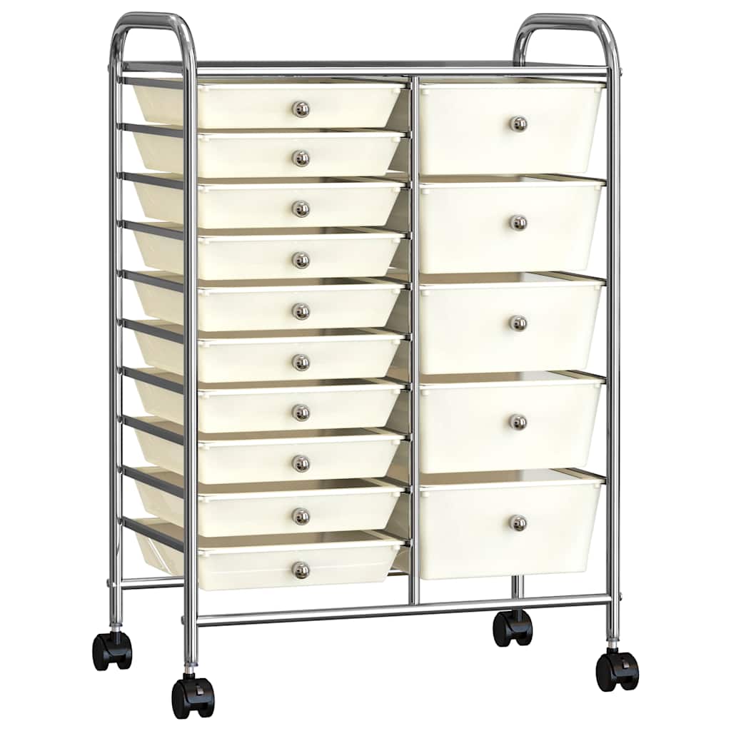 vidaXL Carrito de almacenaje portátil  XXL 15 cajones plástico blanco