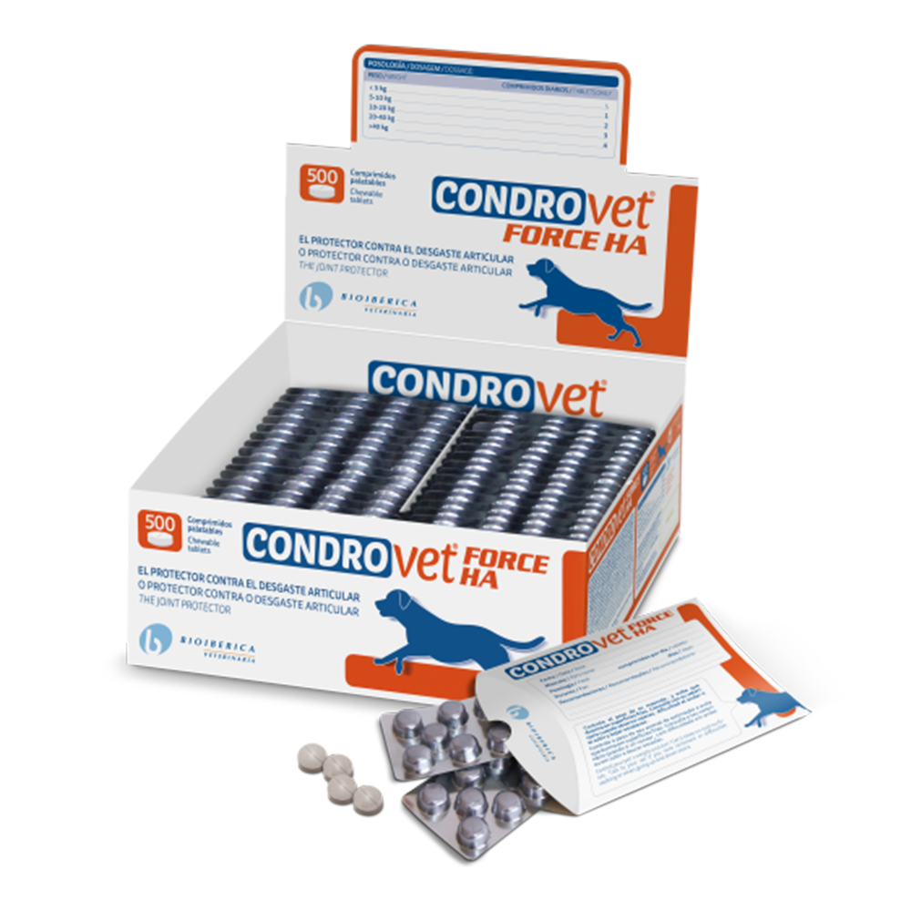 Condrovet Force HA 500 comprimidos suplemento condroprotector para perros BIOIBERICA