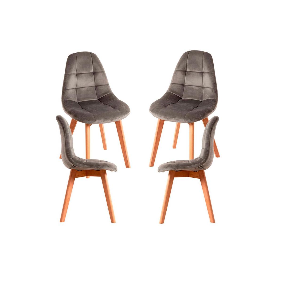 Regalos Miguel - Packs Sillas Comedor - Pack 4 Sillas Kelen Terciopelo - Gris claro