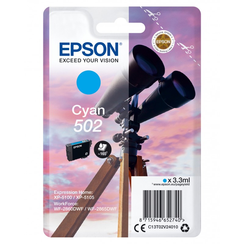 Epson - Singlepack Cyan 502 Ink - C13T02V24010 C13T02V24010