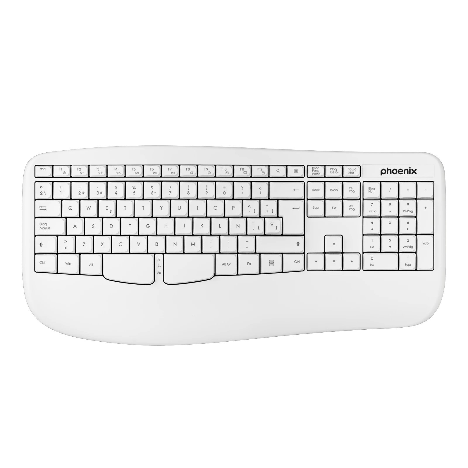 Teclado PHOENIX TECHNOLOGIES K201W | Ofimática y escritura prolongada, hogar, Teclas programables, Inalámbrica 2.4 GHz (Plug & Play)