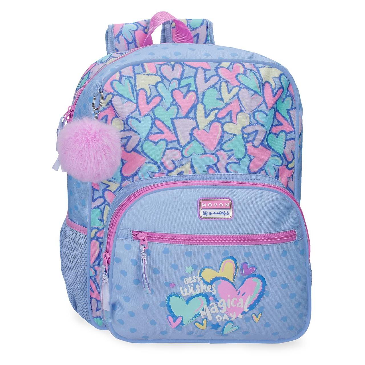 Mochila escolar adaptable a carro Movom Best Wishes 30x38x12cm Lila