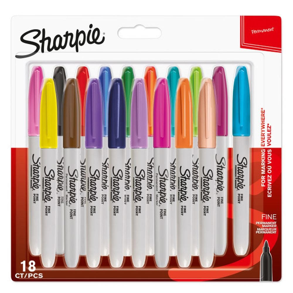 SHARPIE ROTULADOR SHARPIE PERMANENTES PUNTA FINA 18 COLORES SURTIDOS SHARPIE 17x2x20 Cms.