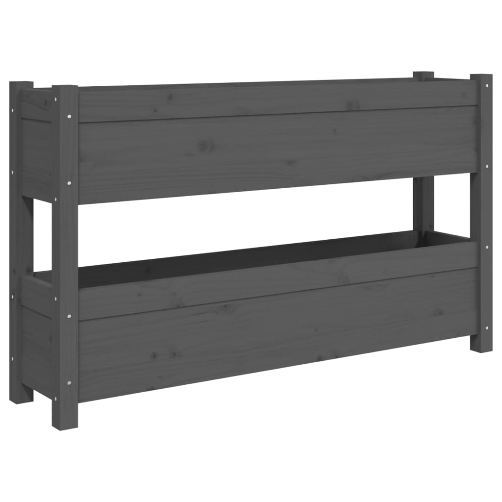 vidaXL Jardinera de madera maciza de pino 112x25x66 cm Color Natural,  Blanco,  Gris y mas