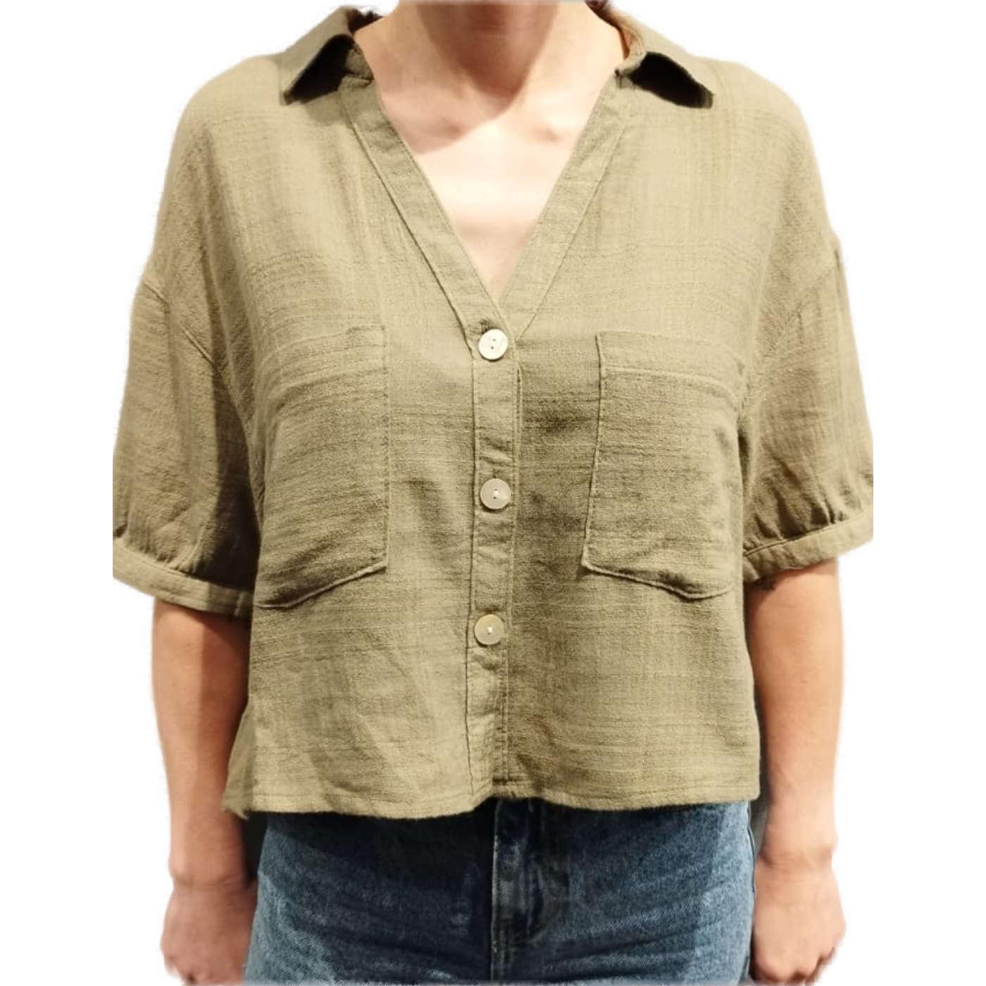 Blusa Vila Siekki beige ibicenca manga larga para mujer