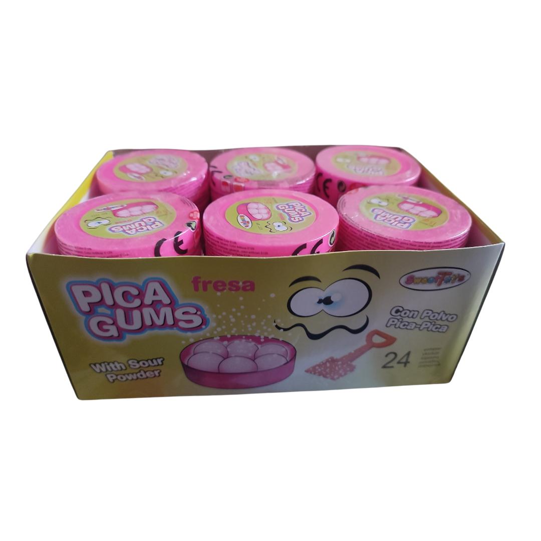 PICA GUMS FRESA - CON POLVO PICA PICA - 24 UNIDADES - SIN GLUTEN - CHICLES
