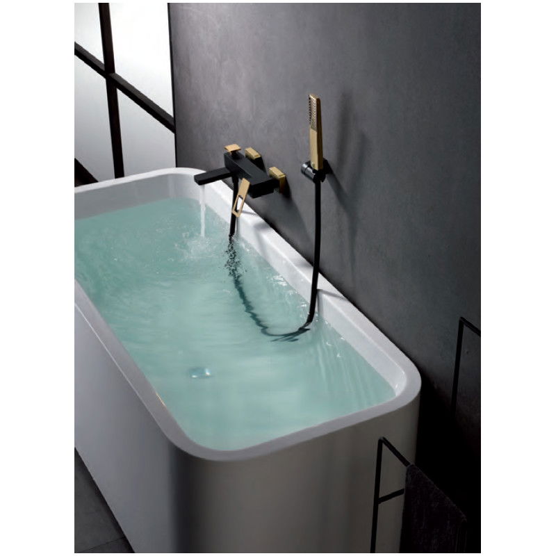 Imex Suecia BDC032-7NGOLD grifo monomando de pared para bañera o ducha diseño moderno acabado negro y oro