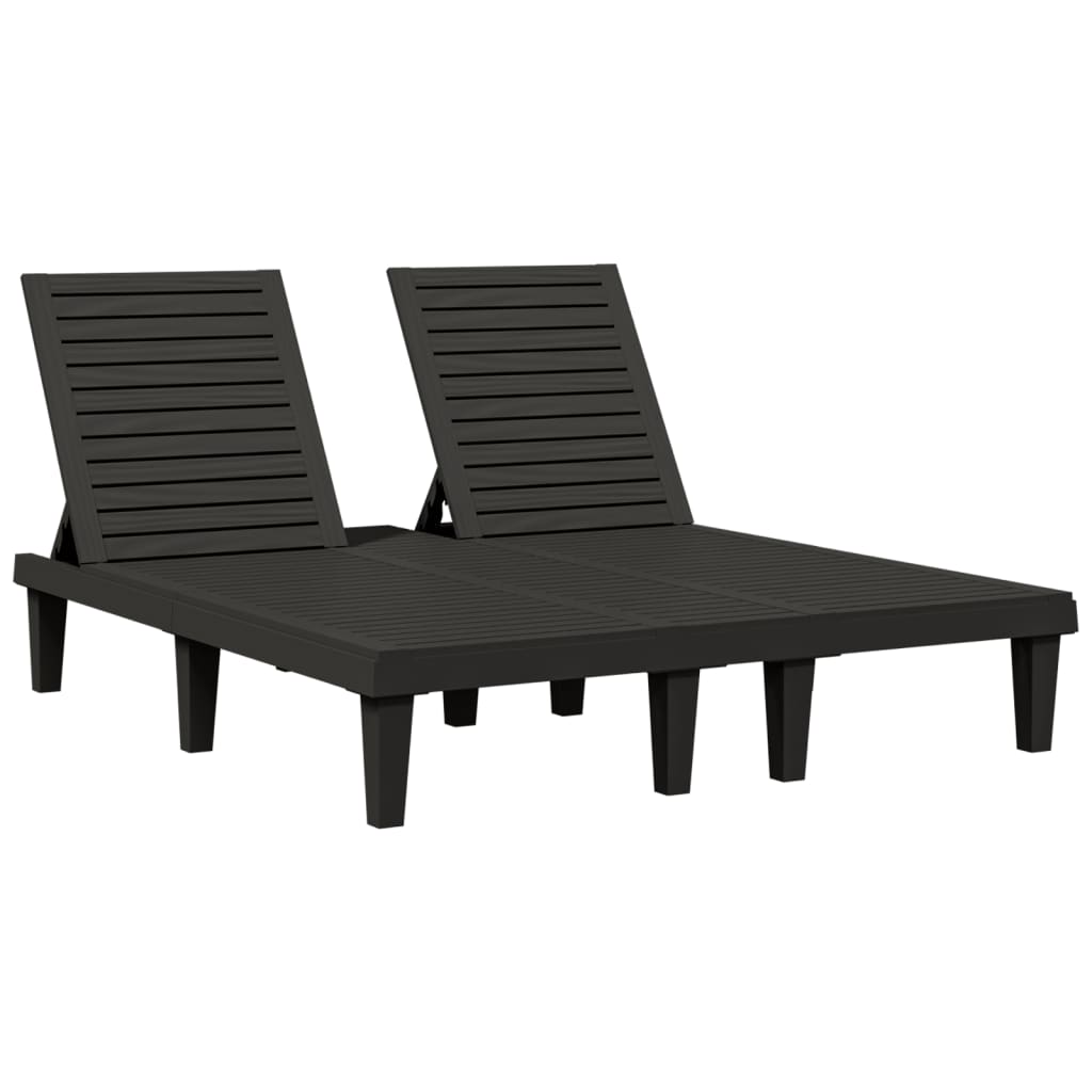 Vidaxl Tumbona Doble Polipropileno 155x138x83 Cm Negro