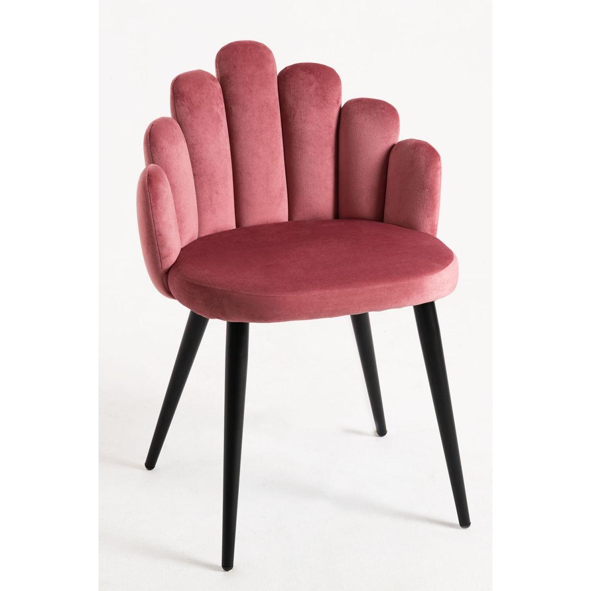 Regalos Miguel - Sillas Comedor - Silla Hand Terciopelo Patas Negras - Rosa