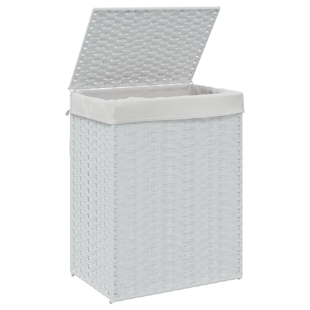 vidaXL Cesto para Ropa Sucia con Tapa Cesta Colada Baño Ratán Sintético Color Blanco,  Negro,  Natural y mas