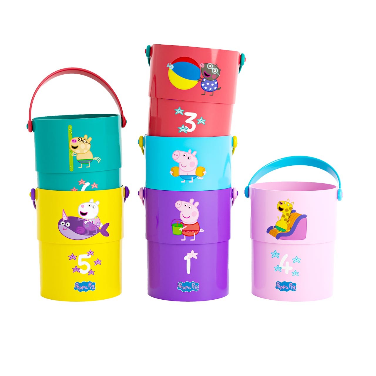 PEPPA PIG CUBOS APILABLES DE MADERA CON 5 FIGURAS DE DEQUBE