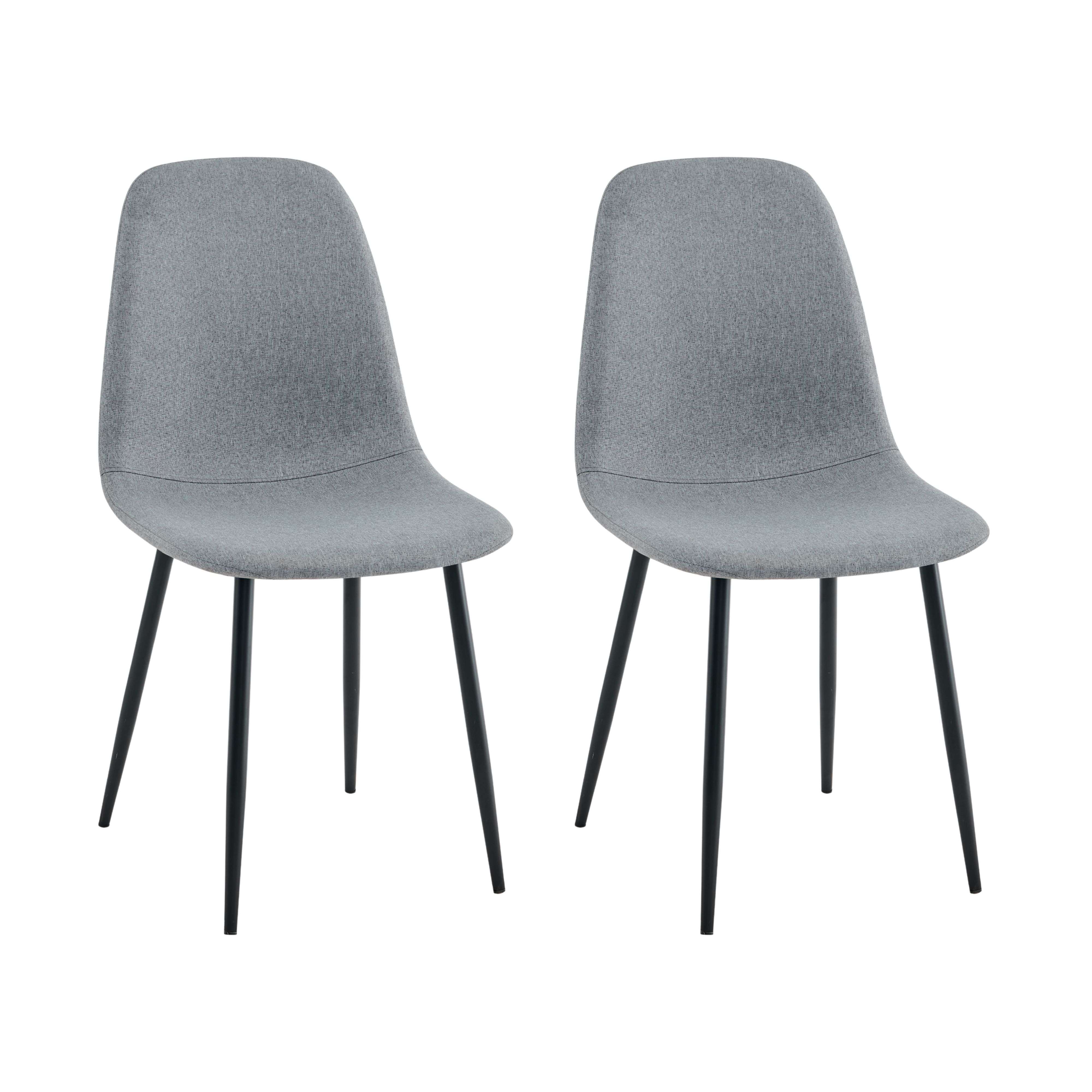 Miroytengo Pack Sillas Comedor, Juego Sillas Cocina Lisa Gris Tapizadas con Patas Metal Negro