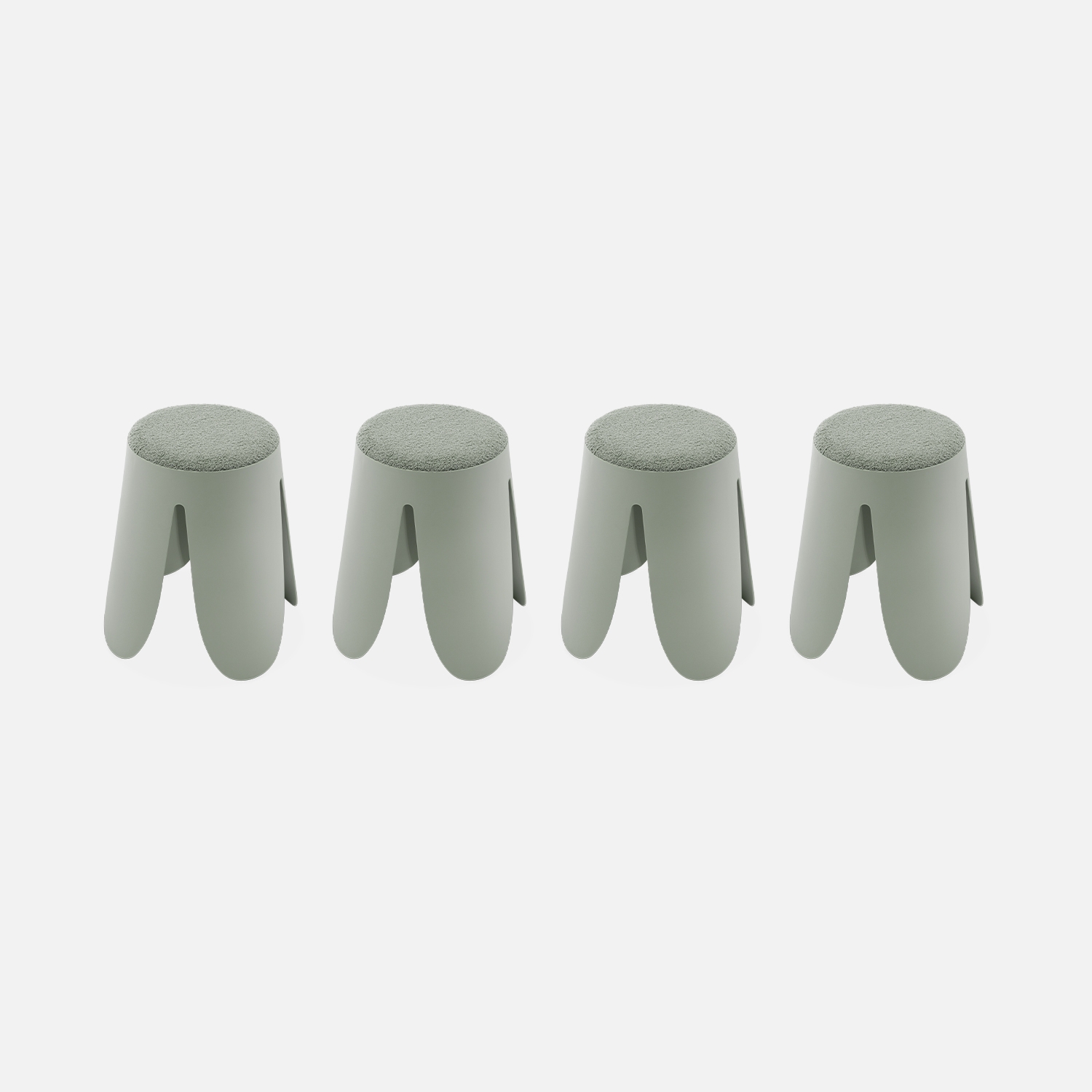 sweeek - Taburetes apilable de borreguito texturizado, set de 4 , Niki , 44x30x46