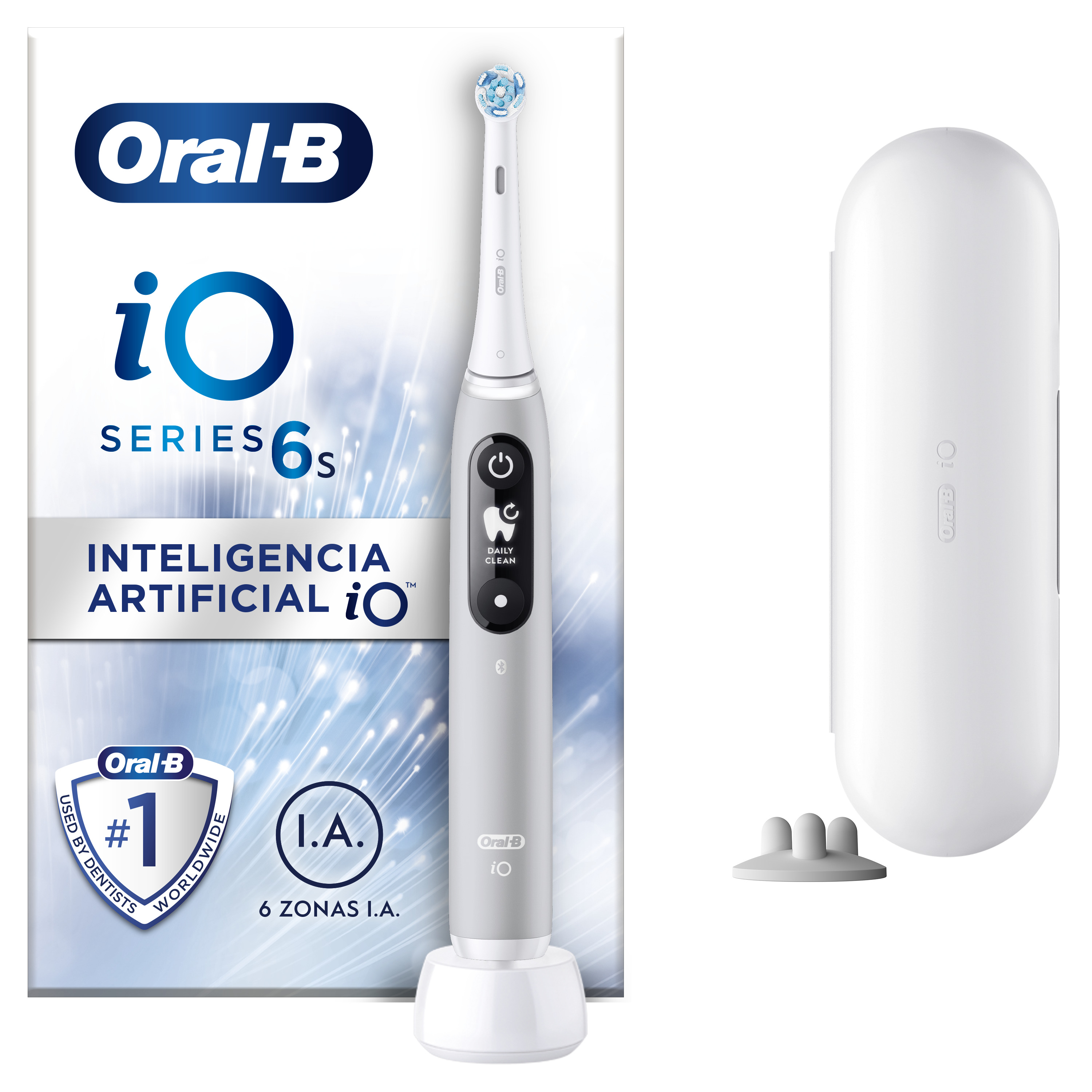 Oral-B - Oral-B iO 6S cepillo eléctrico gris con 2 cabezales y 1 estuche de viaje diseñado por Braun