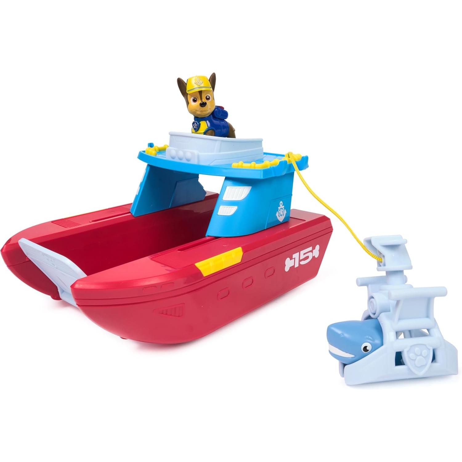 PATRULLA CANINA - Paw Patrol Patrulla Canina - Sea Patroller con Figura de Chase y de Tiburón, Barco de Rescate con 2 Modos de Vigilancia - Patrulla Canina Juguetes - Regalo Niño 3 años + - Juguetes Niños 3 años
