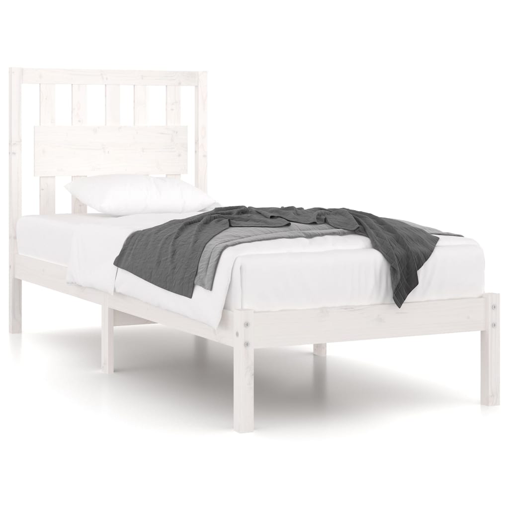 vidaXL Estructura de cama individual sin colchón madera maciza blanco