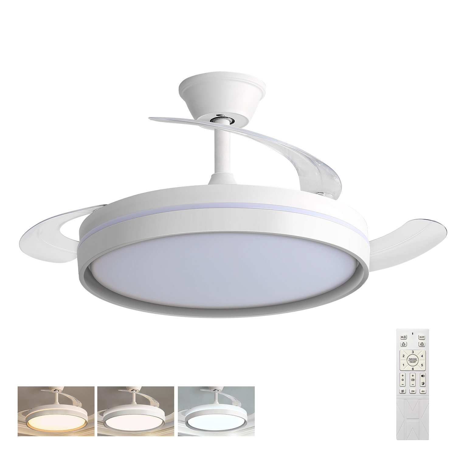 Ventilador de Techo LED Silencioso: Motor Reversible, 6 Velocidades, Control Remoto | Miravia Premium