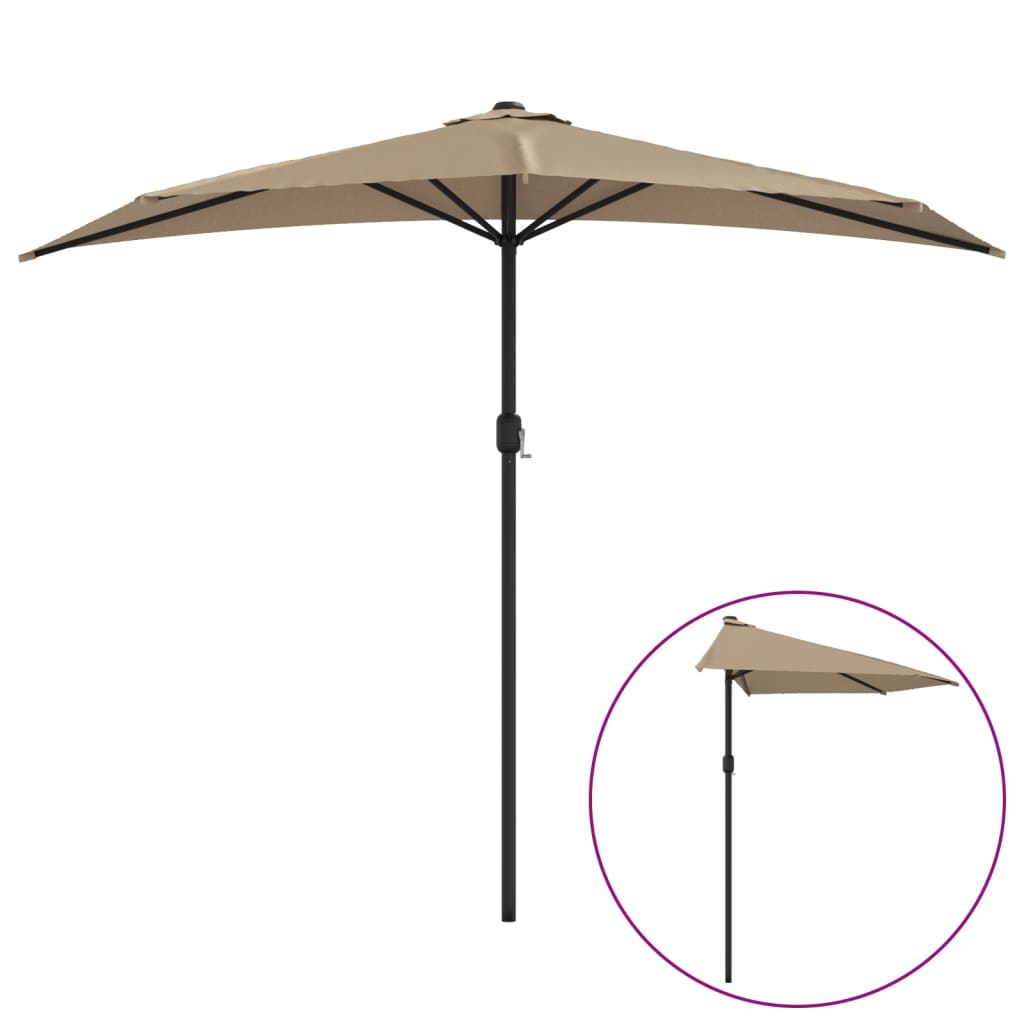 vidaXL Sombrilla balcón semicircular palo aluminio 300x155x223cm Color Taupe Oscuro, Rojo burdeos, Terracota
