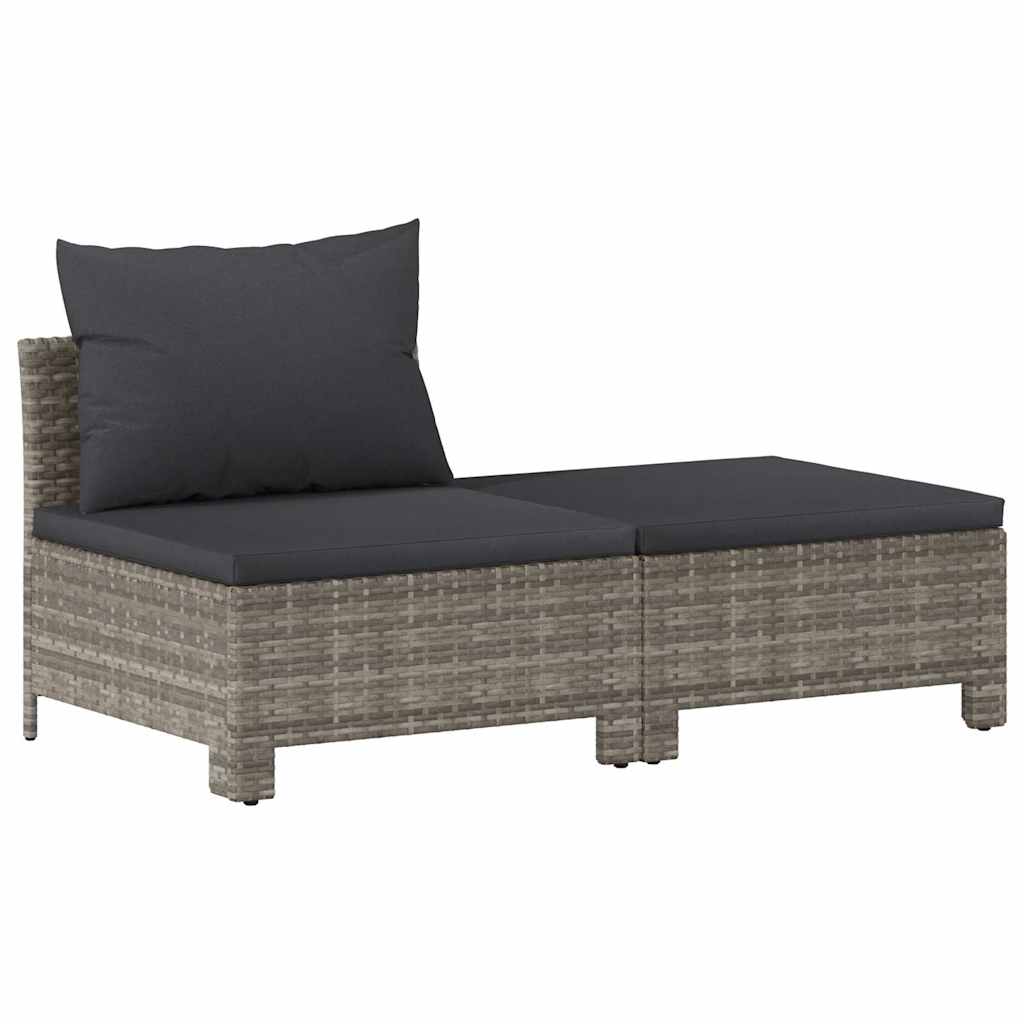 vidaXL Set de muebles de jardín 2 pzas cojines ratán sintético gris