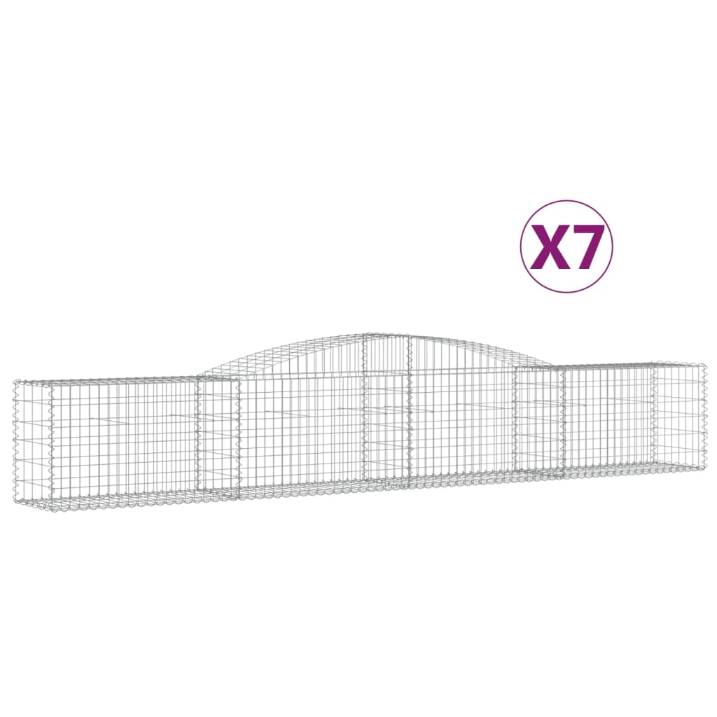 Vidaxl Cestas Gaviones Arco Hierro 7 Uds. Dimensiones 400x30x40/60 Cm