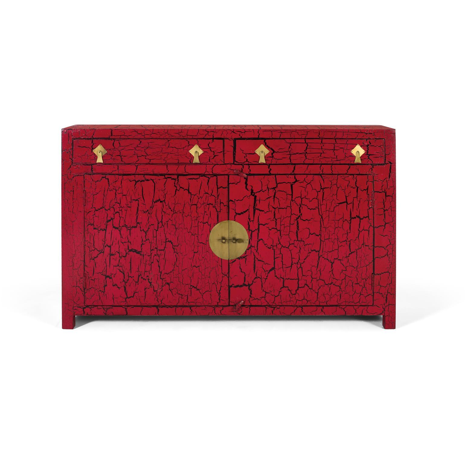 Aparador de estilo japonés fabricado a mano rojo90X150X40