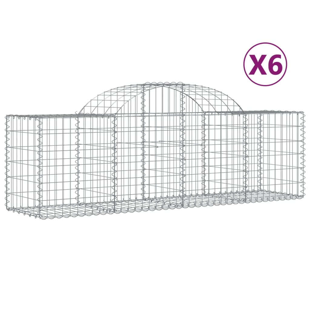 Vidaxl Cestas de Gaviones de Hierro Galvanizado - Set de 6 - Dimensiones 200 X 30 X 180/200 Cm