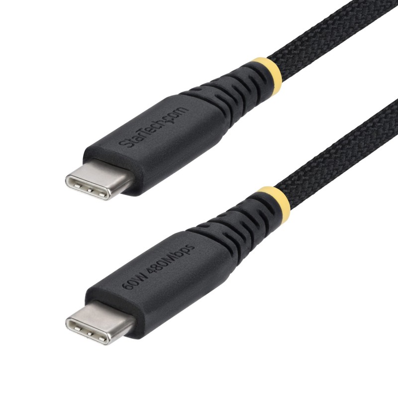 StarTech.com - Cable de Carga USB-C Trenzado de 2m - Cable Cargador USB Tipo C para Portátil - Cable Resistente p - USB2CC2MNCBR USB2CC2MNCBR