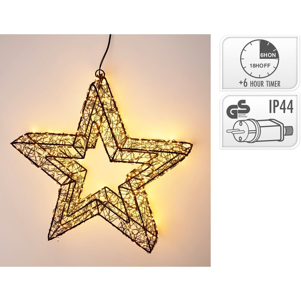 KOOPMAN ESTRELLA CON LED 38CM NEGRO ILUMINACION DECORATIVA INTERIOR 39x9x39 Cms.
