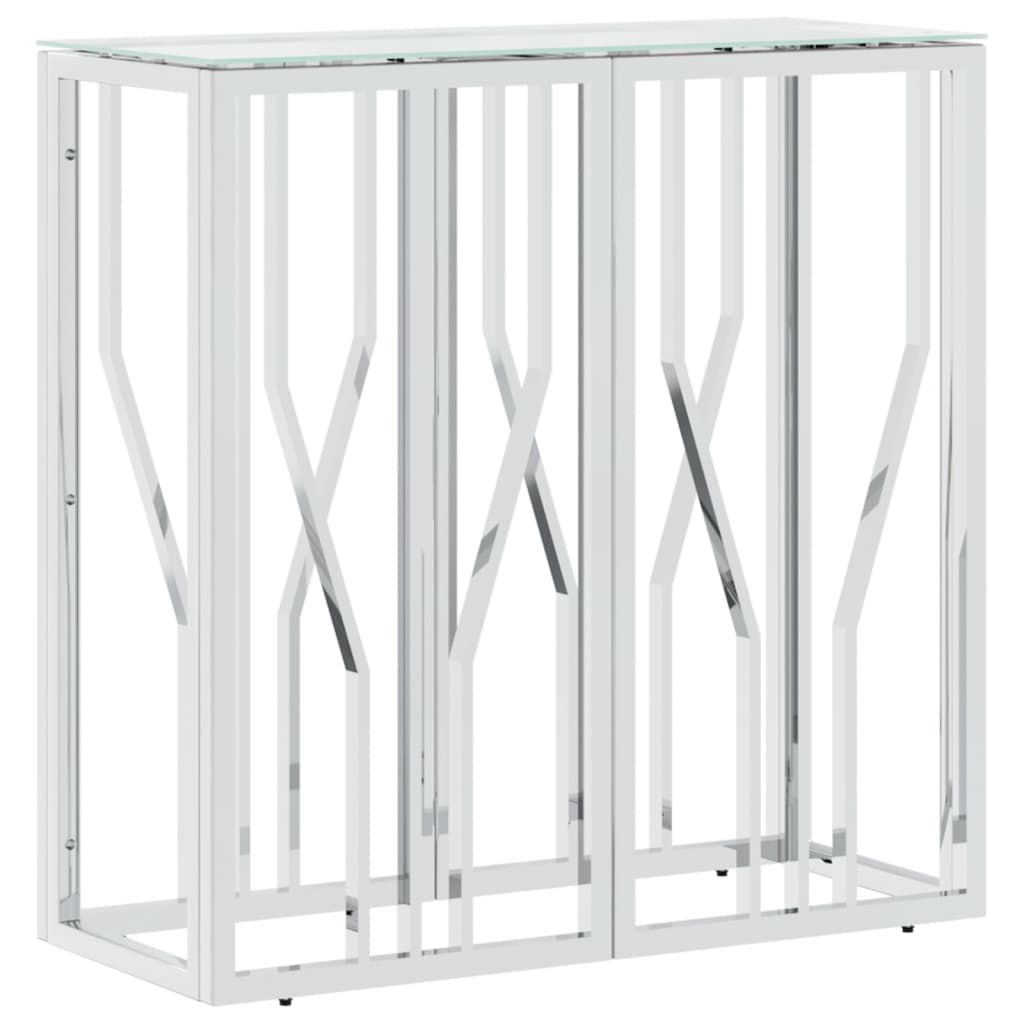 vidaXL Mesa consola acero inoxidable y vidrio 70x30x70 cm