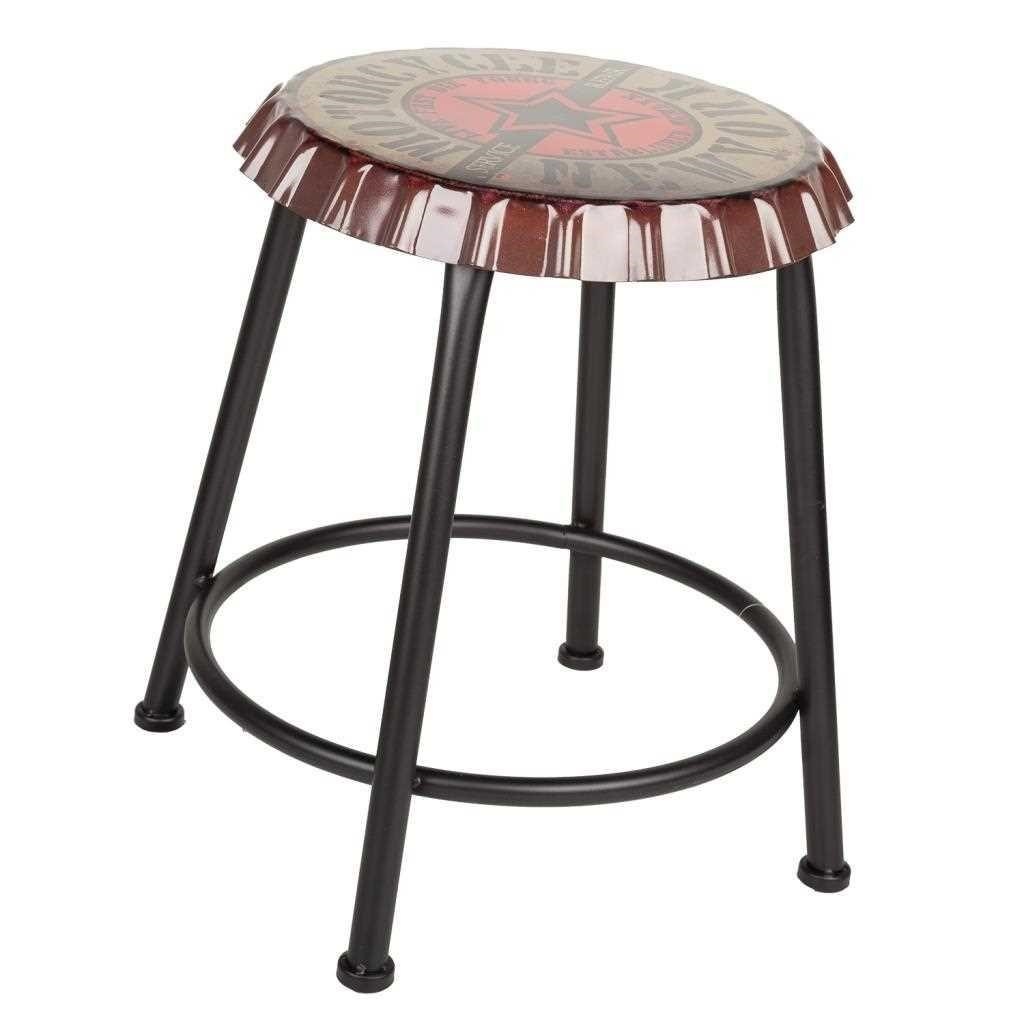 WANDERLUST DECO Taburete redondo de metal negro d35x46h cm de estilo Industrial