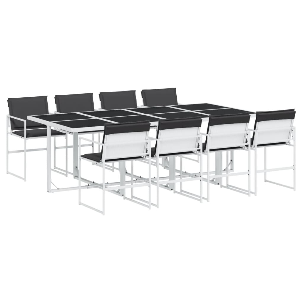 vidaXL Juego de comedor de jardín 9 pzas con cojines textilene blanco