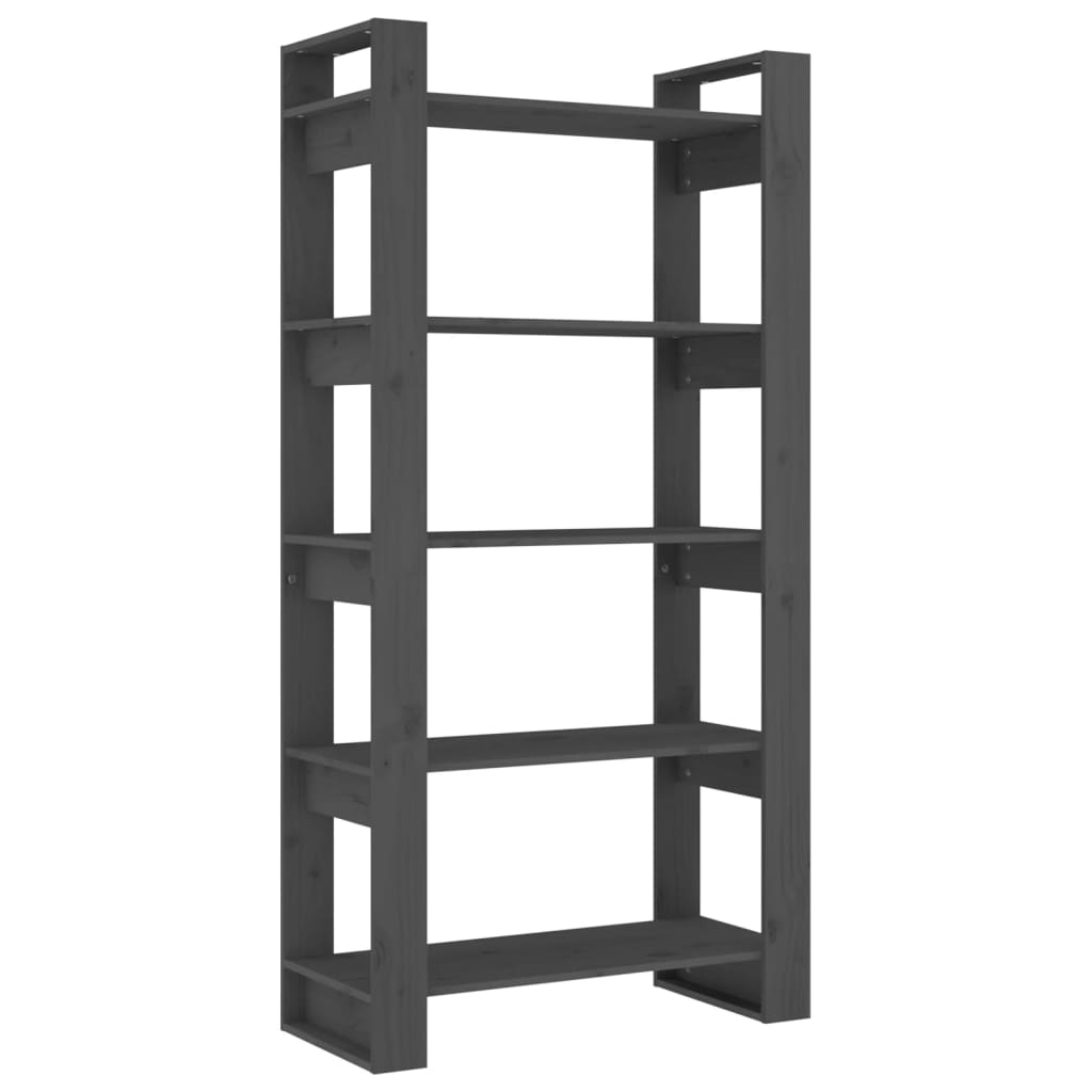 vidaXL Estantería/divisor de espacios madera maciza 80x35x160 cm Natural, Blanco, Gris Mueble Almacenaje Estantería para Oficina, Estudio, Dormitorio Estantería/Librería/ mueble de Almacenamiento