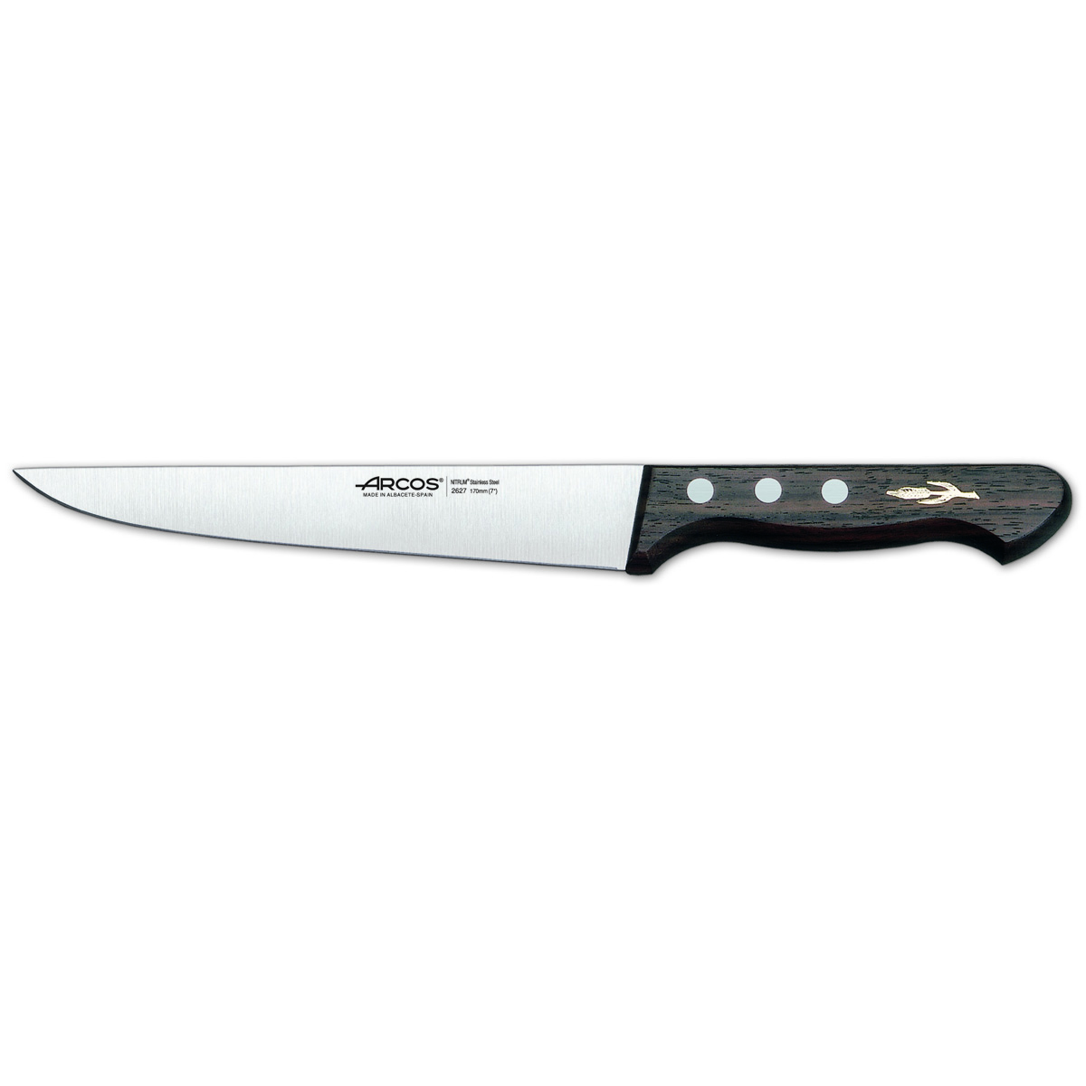 Cuchillo de Cocina Arcos Palisandro 262700 de Acero Inoxidable Nitrum y Mango de Madera de Palisandro con Hoja de 17 Cm y Funda Hoja