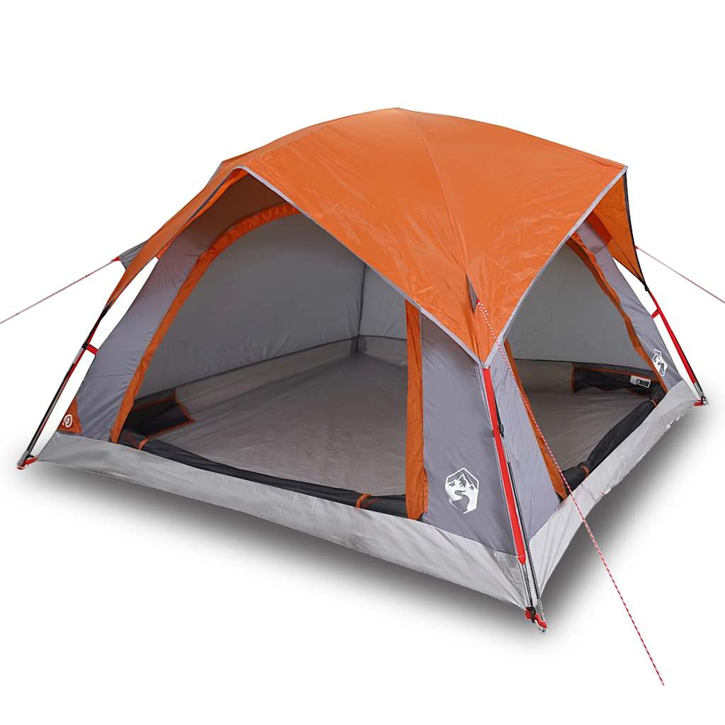 vidaXL Tienda de campaña para 4 personas impermeable gris y naranja