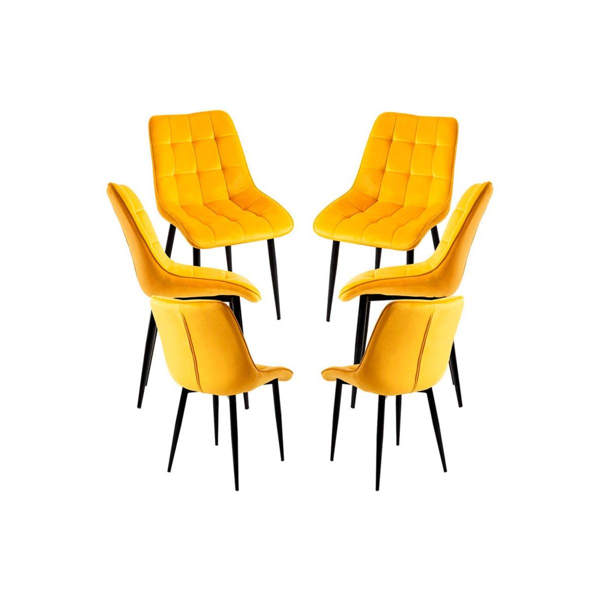 Regalos Miguel - Packs Sillas Comedor - Pack 6 Sillas Cade Terciopelo - Amarillo