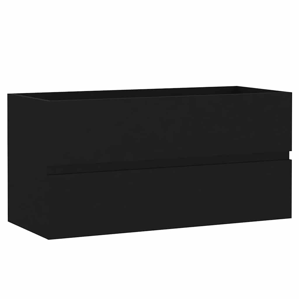 vidaXL Armario para lavabo madera contrachapada 90x38,5x45 cm en color Negro/Blanco brillante/Gris sonoma y más | almacenamiento funcional diseño moderno para baño dormitorio sala