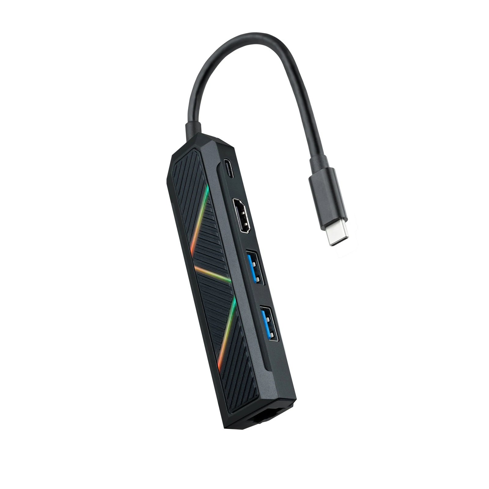 Nanocable - Hub 5 en 1 con USB-C PD 3.0 hasta 100 W, HDMI 4K y Ethernet Gigabit, aluminio negro compacto 116x30x14 mm