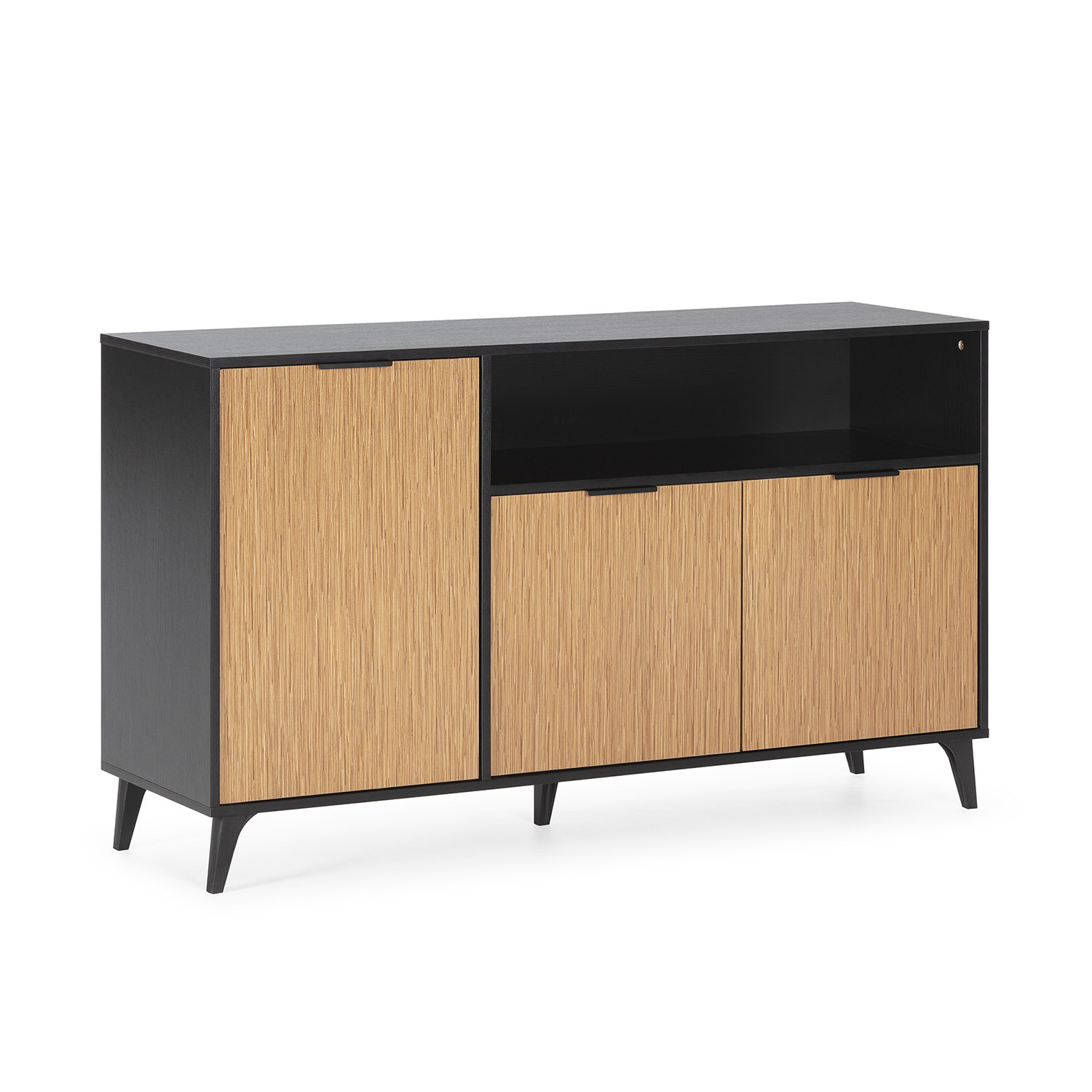 VS Venta-Stock Aparador Denis 3 Puertas 1 Hueco Negro/Madera
