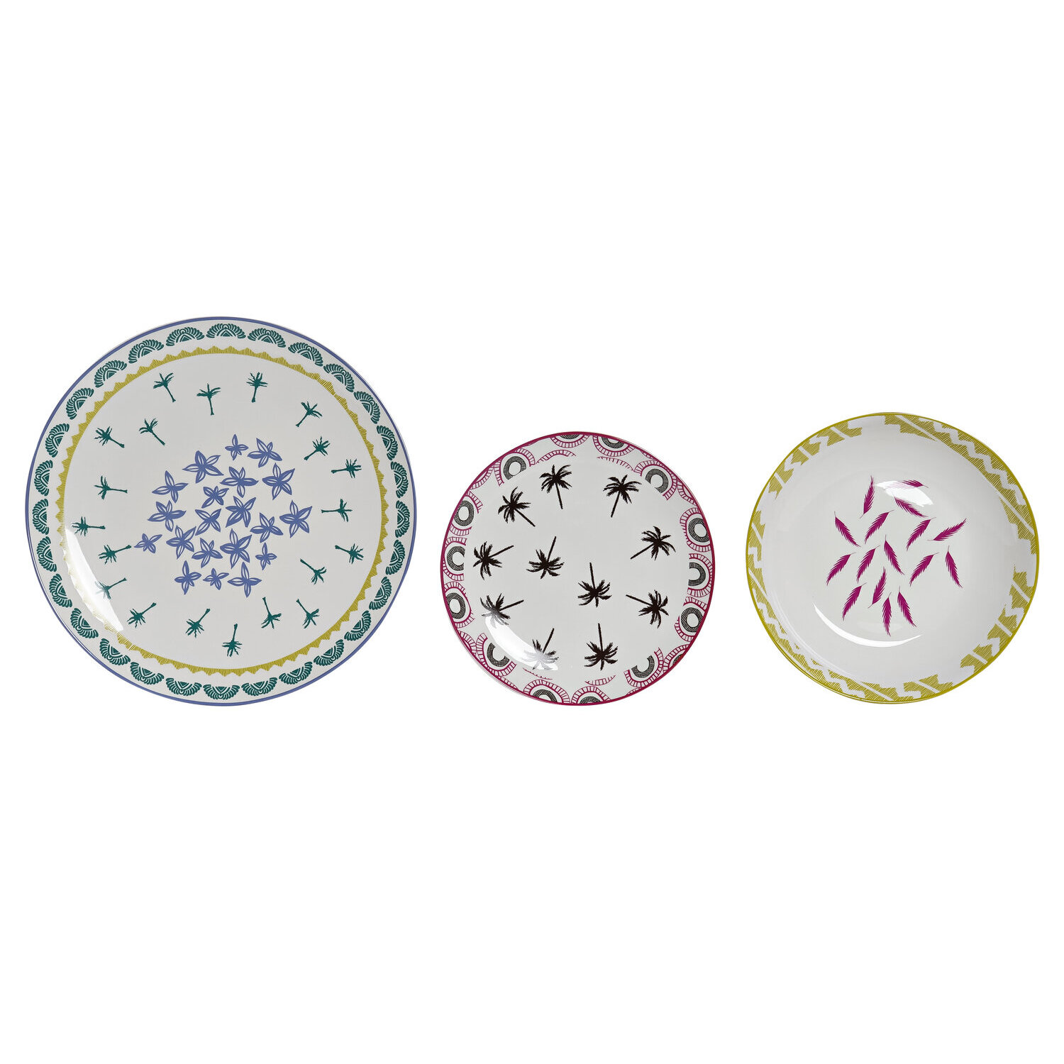 Vajilla set 18 porcelana 27x27x2,5 africa azul , La mejor decoración para tu hogar.