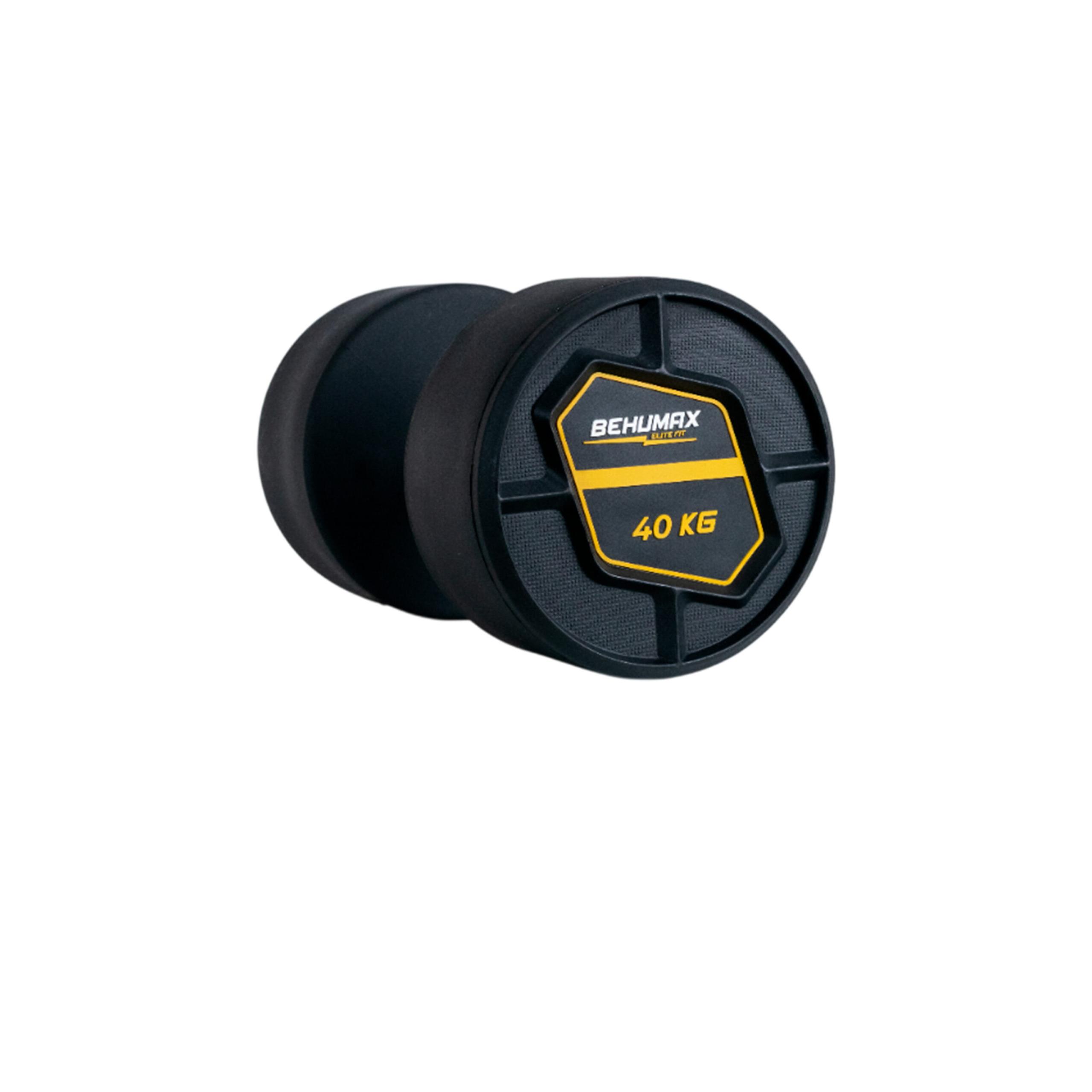 Mancuernas Redondas Power Pro de BEHUMAX - Pesos de 2,5 kg a 50 kg, Mango de Acero Cromado y Cabezal de Poliuretano Premium para Entrenamiento de Fuerza