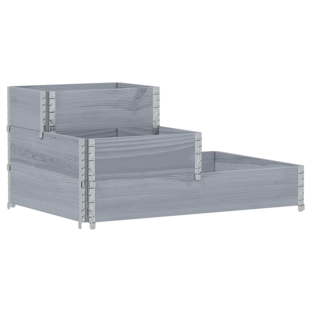 vidaXL Arriate elevado de 3 niveles madera maciza pino gris 120x80 cm