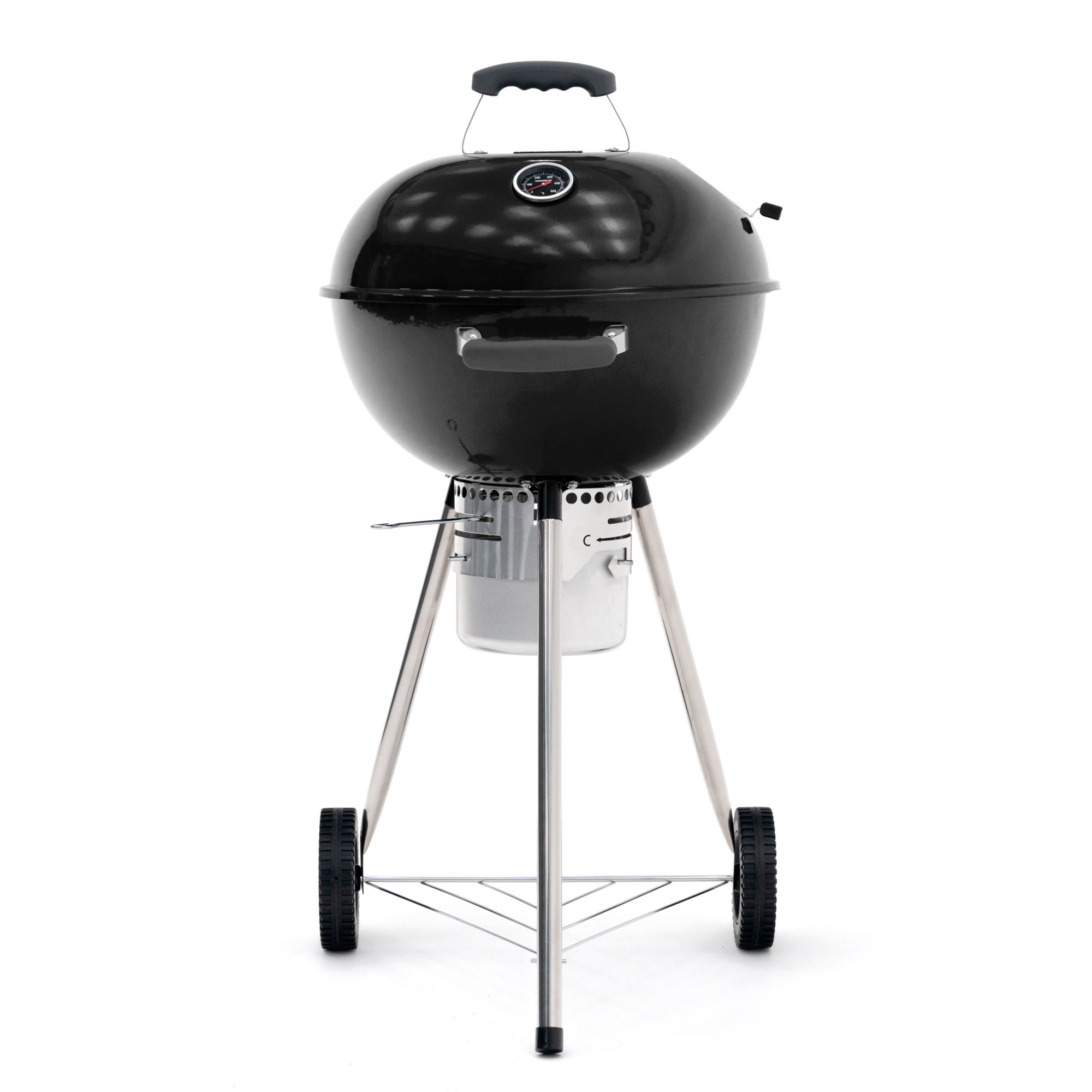 Kekai Barbacoa de Carbón Portátil con Ruedas Kekai Yellowstone 58x47x100 cm Redonda con Tapa y Encendedor Esmaltado en Negro