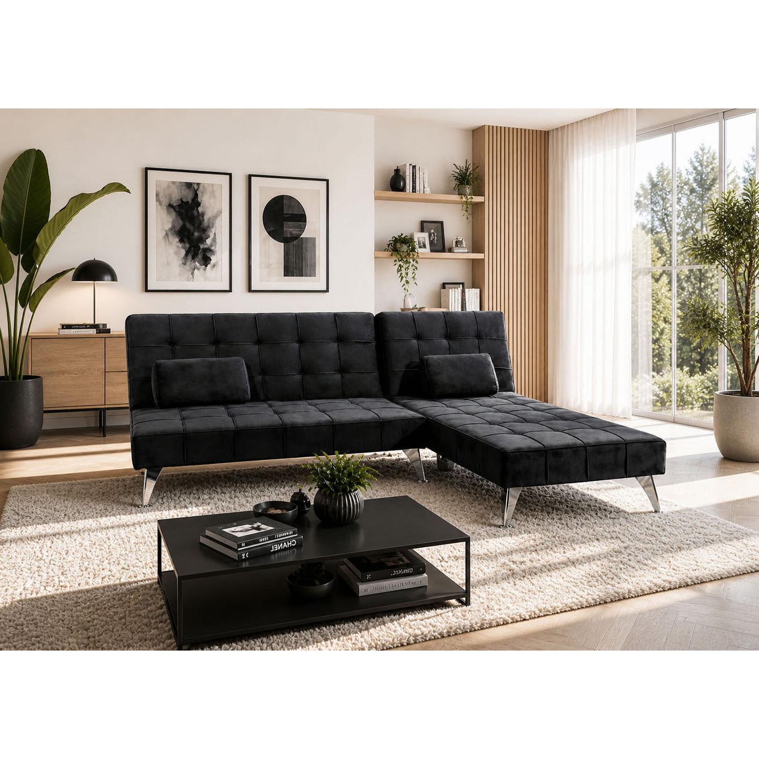 Sofa Cama Chaise Longue Keren XS 198cm Negro