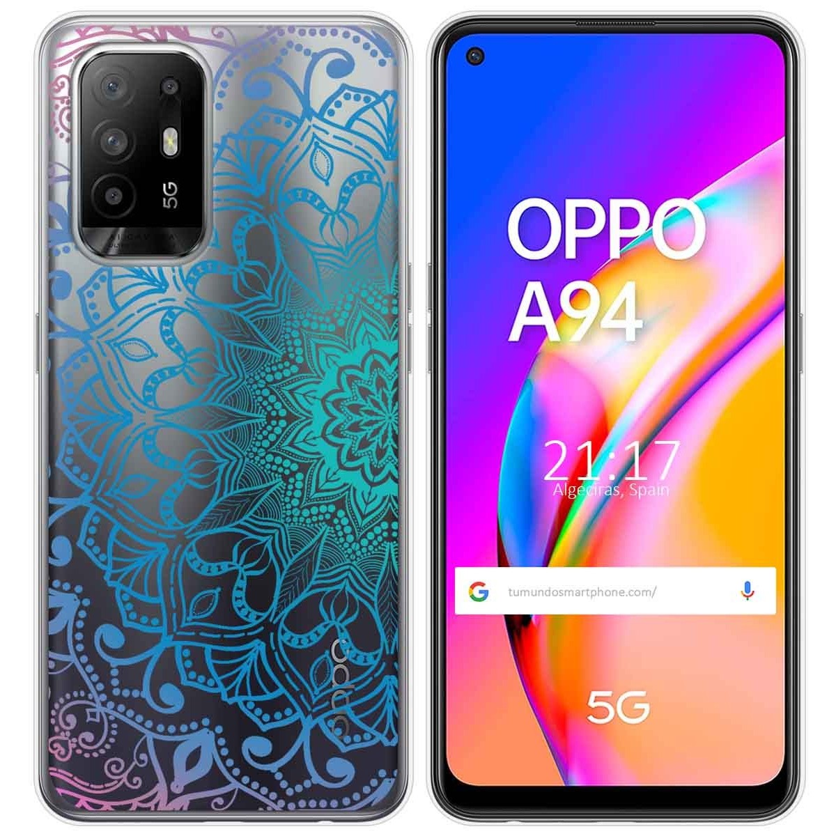 Tumundosmartphone Funda Gel Transparente para Oppo A94 5G diseño Mandala Dibujos
