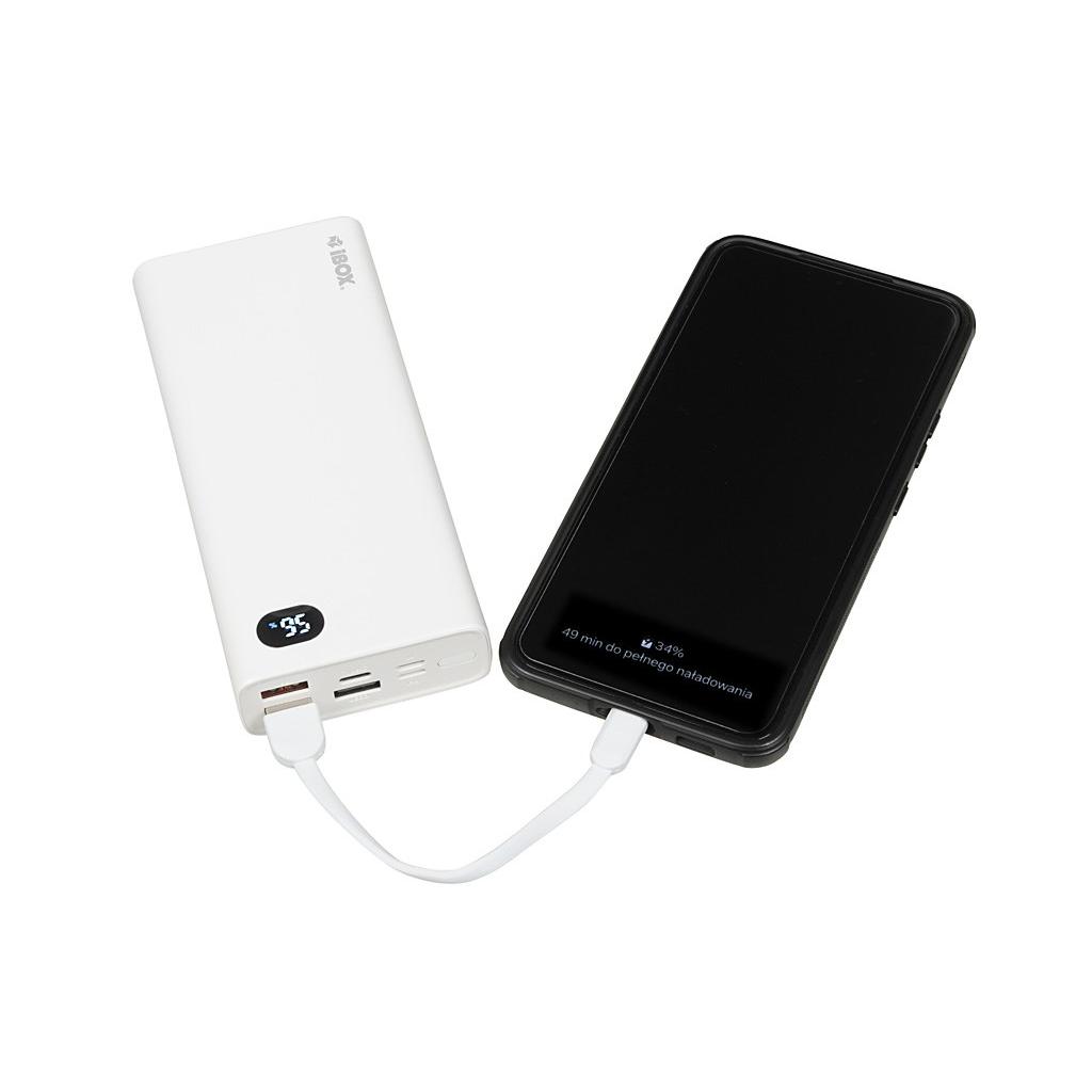 Ibox power bank PB20 20000mAh with power delivery, portable battery for fast charging mobile phones.